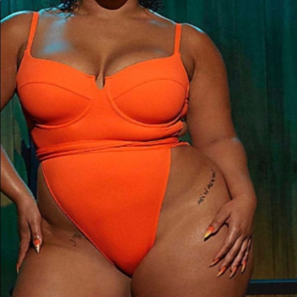 Neon orange adidias / ivy park one piece swimsuit 3x